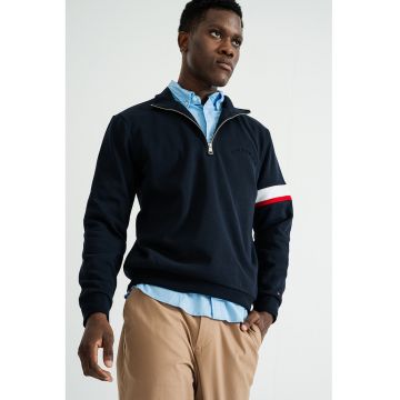 Bluza de trening din amestec de bumbac organic cu fenta cu fermoar