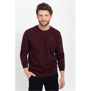 Bluza de trening din bumbac cu decolteu la baza gatului - nervuri - barbati - bordo -  B-Kiv