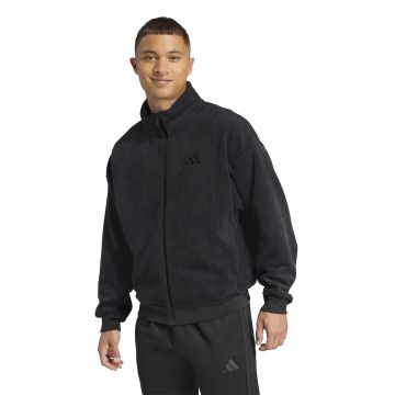 Bluza de trening din material teddy cu fermoar