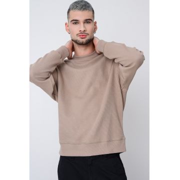 Bluza de trening texturata cu decolteu la baza gatului