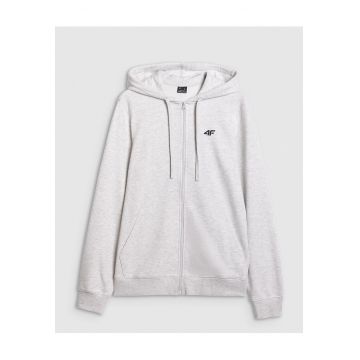 Hanorac Barbati  cu Fermoar si Gluga - Sportstyle - Gri Deschis - Bumbac - Marimi S-XXL