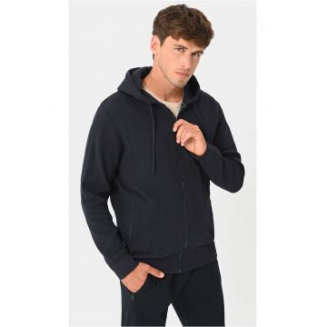 Hanorac barbati din bumbac cu gluga si fermoar  B-Lermo - bleumarin