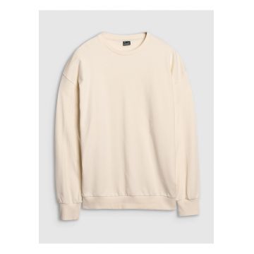 Hanorac barbati  oversize - bej - 100% bumbac - fara fermoar - fara gluga