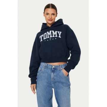 Hanorac crop cu imprimeu logo supradimensionat Varsity