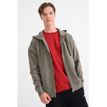 Hanorac cu buzunare oblice si fermoar