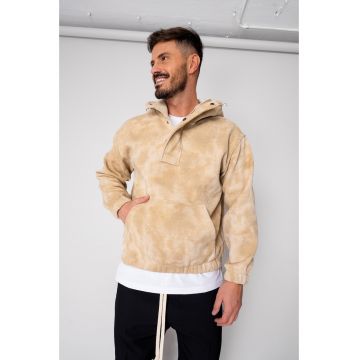 Hanorac cu fermoar scurt Beige 19007 Hanorac cu fermoar scurt Beige 19007