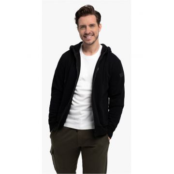 Hanorac cu gluga si fermoar barbati  B-Grov - negru