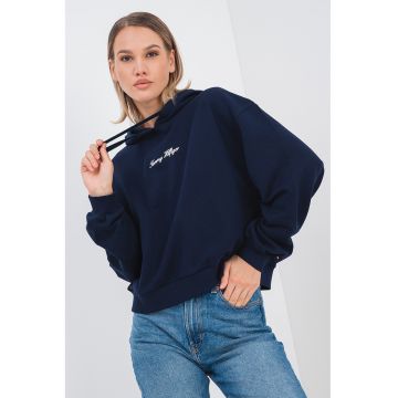 Hanorac cu imprimeu logo si maneci cazute