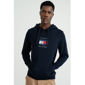 Hanorac cu imprimeu logo - snur si buzunar kangaroo