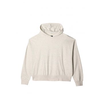 Hanorac dama  bej - supradimensionat - bumbac - poliester - gluga integrata