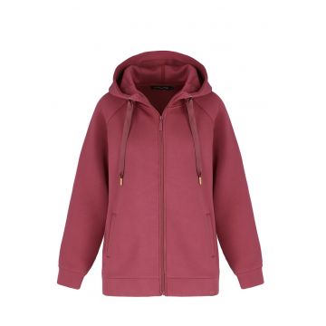 Hanorac dama cu fermoar cu gluga -  B-Cambel - roz