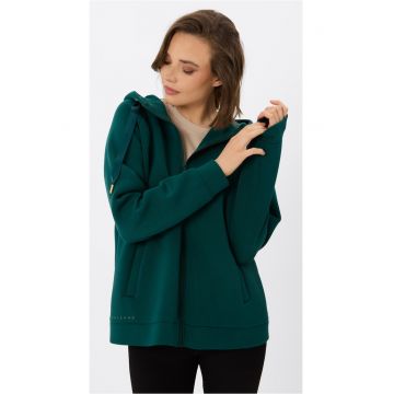 Hanorac dama cu fermoar cu gluga -  B-Cambel - verde