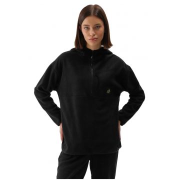 Hanorac dama  fleece cu gluga - negru - tehnologie 4FWarm