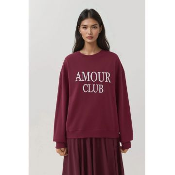 Hanorac dama  guler rotund - croiala relaxata - caramiziu - tricot Hanorac dama  guler rotund - croiala relaxata - caramiziu - tricot