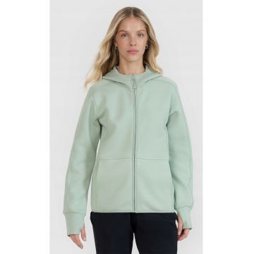 Hanorac dama  slim fit - turcoaz - material sintetic - gluga integrata Hanorac dama  slim fit - turcoaz - material sintetic - gluga integrata