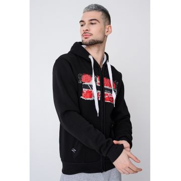 Hanorac din amestec de bumbac cu logo si fermoar Gayton