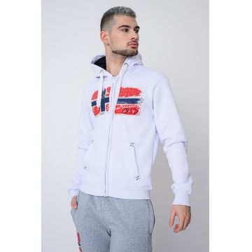 Hanorac din amestec de bumbac cu logo si fermoar Gayton