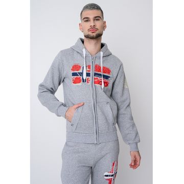 Hanorac din amestec de bumbac cu logo si fermoar Gayton