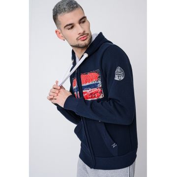 Hanorac din amestec de bumbac cu logo si fermoar Gayton