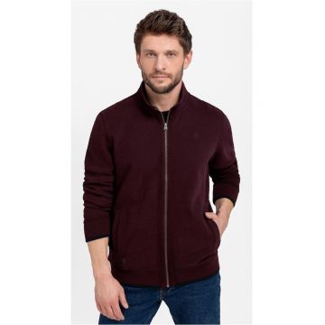 Hanorac din bumbac cu fermoar - guler inalt -  B-Led - bordo