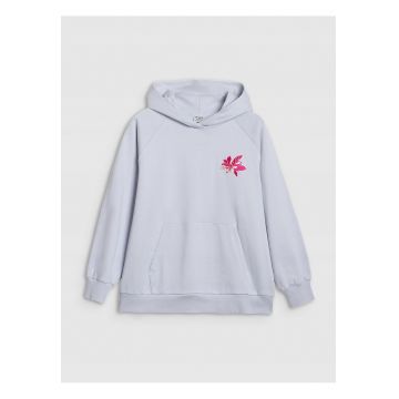 Hanorac  oversized - albastru - bumbac - gluga - fara fermoar