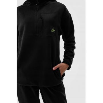 Hanorac  pentru femei - fleece - negru - guler ridicat - buzunare frontale - tehnologie 4FWarm -