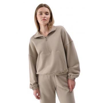 Hanorac  pentru femei - model oversize - bej - bumbac