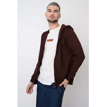 Hanorac regular fit cu fermoar si logo