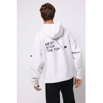 Hanorac supradimensionat cu imprimeu text Hanorac supradimensionat cu imprimeu text