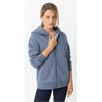 Hanorac supradimensionat dama cu gluga si fermoar -  B-Lomy - Albastru