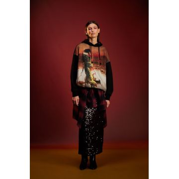 Medicine bluza culoarea negru, cu glugă