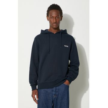 A.P.C. hanorac de bumbac Boxy Petit Vpc barbati, culoarea albastru marin, cu glugă, neted, COHBR-H27917