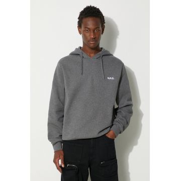 A.P.C. hanorac de bumbac Boxy Petit Vpc barbati, culoarea gri, cu glugă, melanj, COHBR-H27917