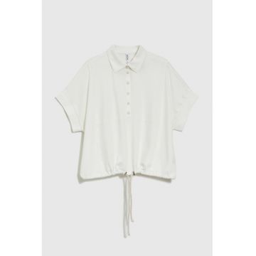 Bluza bej cu guler maneci scurte