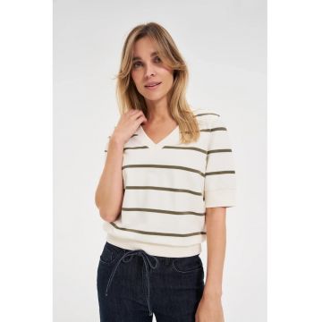 Bluza cu dungi  ecru