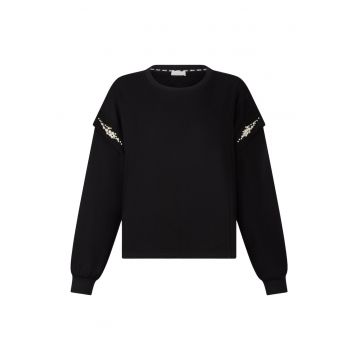 Bluza de trening cu aplicatii cu margele perlate