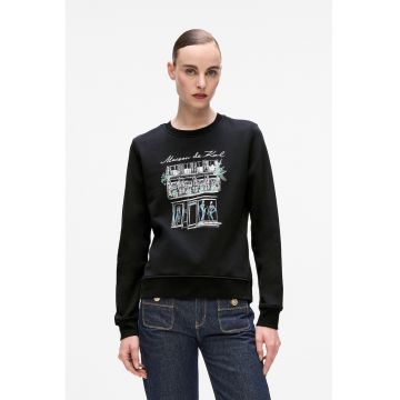 Bluza de trening cu decolteu la baza gatului si imprimeu