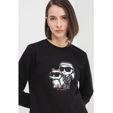 Bluza de trening cu decolteu la baza gatului si imprimeu logo