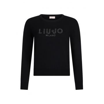 Bluza de trening cu decolteu la baza gatului si logo