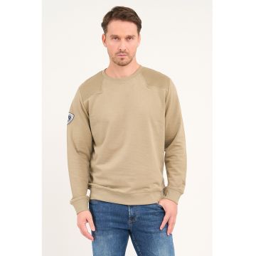 Bluza de trening cu decolteu la baza gatului si logo brodat