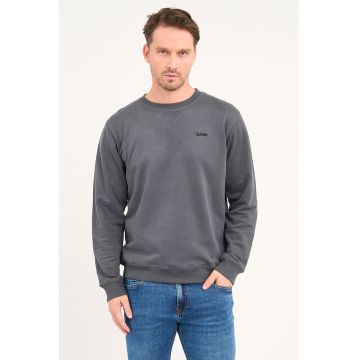 Bluza de trening cu decolteu la baza gatului si logo brodat