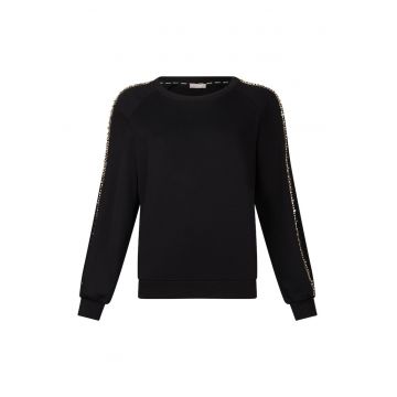 Bluza de trening cu decolteu rotund si strasuri