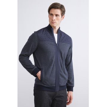 Bluza de trening cu fermoar si guler mediu