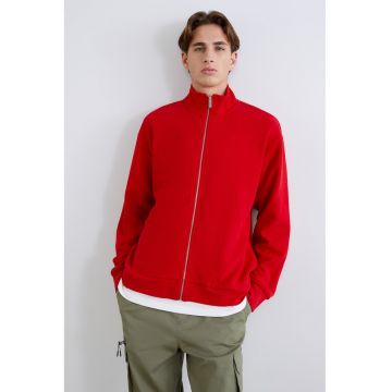 Bluza de trening cu fermoar si guler scurt