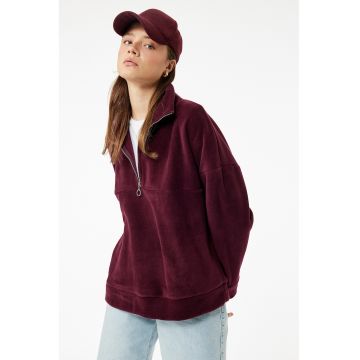 Bluza de trening cu fermoar si maneci cazute