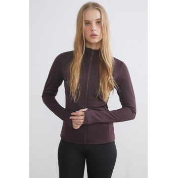 Bluza de trening cu guler mediu si fermoar