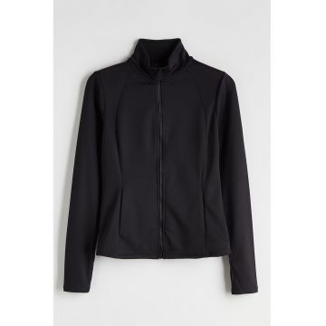 Bluza de trening cu guler mediu si fermoar