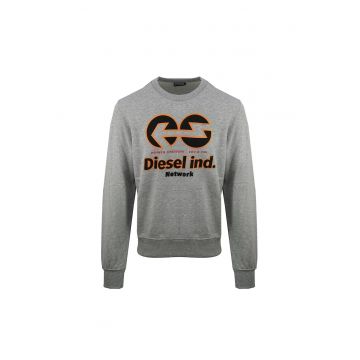 Bluza de trening cu imprimeu logo si decolteu la baza gatului