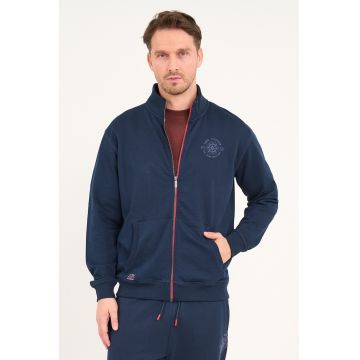 Bluza de trening cu logo - fermoar si guler mediu