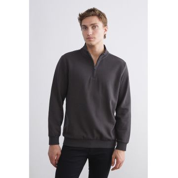 Bluza de trening din amestec de bumbac cu fenta cu fermoar